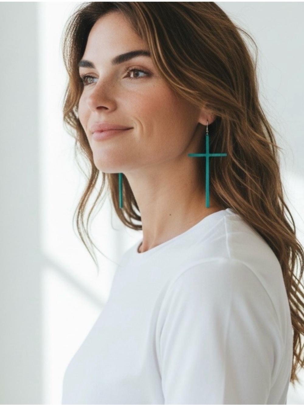 Blue Cross Drop Earrings